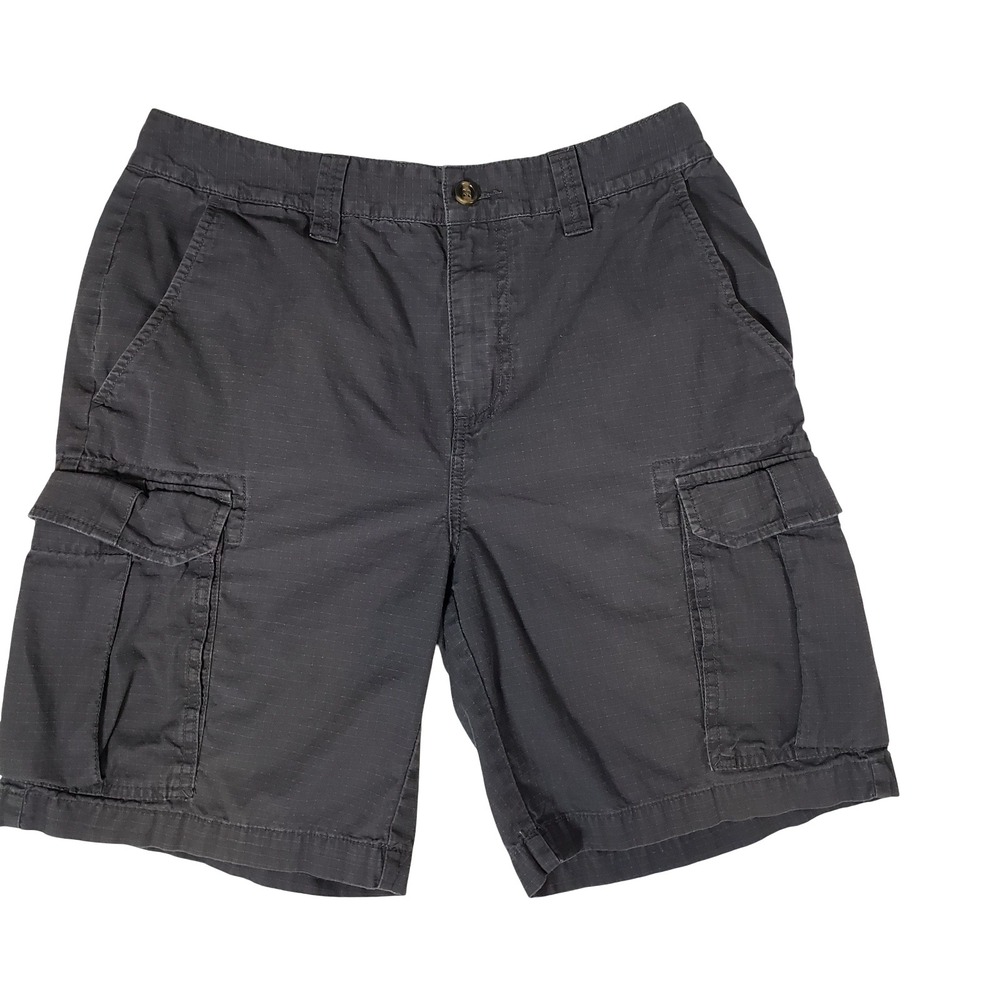 Saddlebred Mens 32 Ripstop Cargo Shorts Dark Gray Charcoal Cotton 9 Inseam